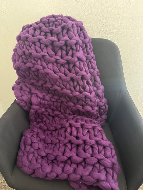 Mauve knitted throw hot sale