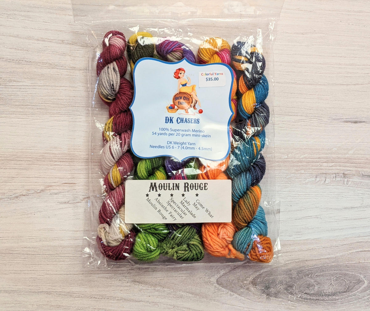 Brew City Yarns DK Chasers Mini Skein Set Moulin Rouge Colors