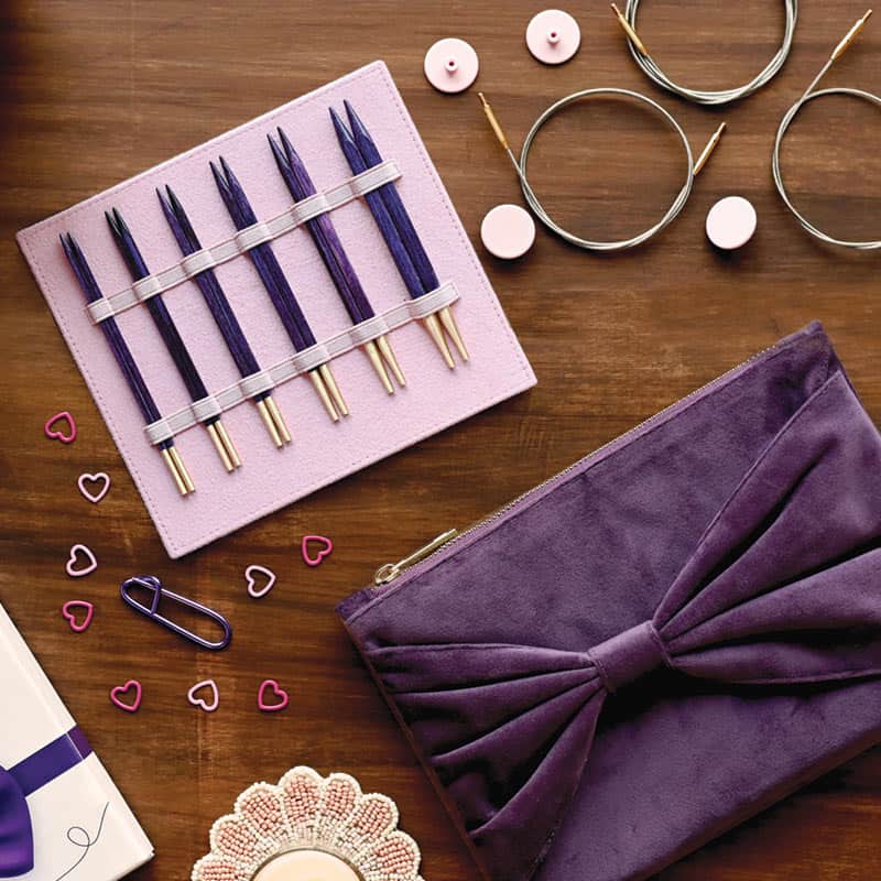 Knitters Pride J&#39;Adore Interchangeable Needle Set - CUBIC NEEDLES - Purple Case - ON SALE!