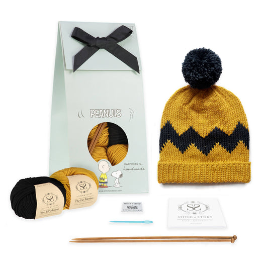 Peanuts Charlie Brown Hat Knitting Kit  Gold and Black